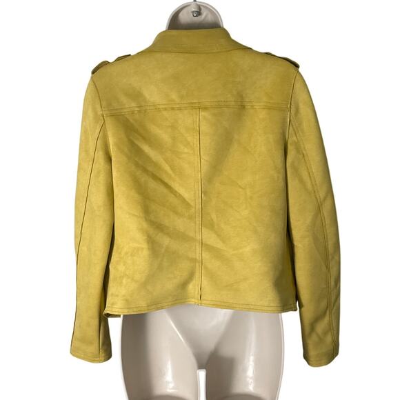 Philosophy Faux Suede Open Front Moto Style Jacket Yellow Size S - Picture 3 of 11